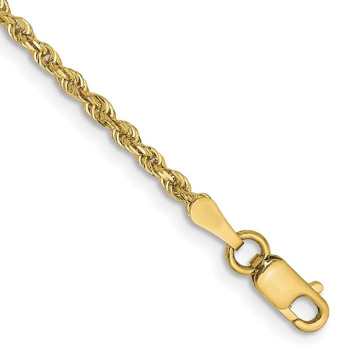 Curata 10k Yellow Gold 2mm Diamond Cut Quadruple Rope Chain Bracelet