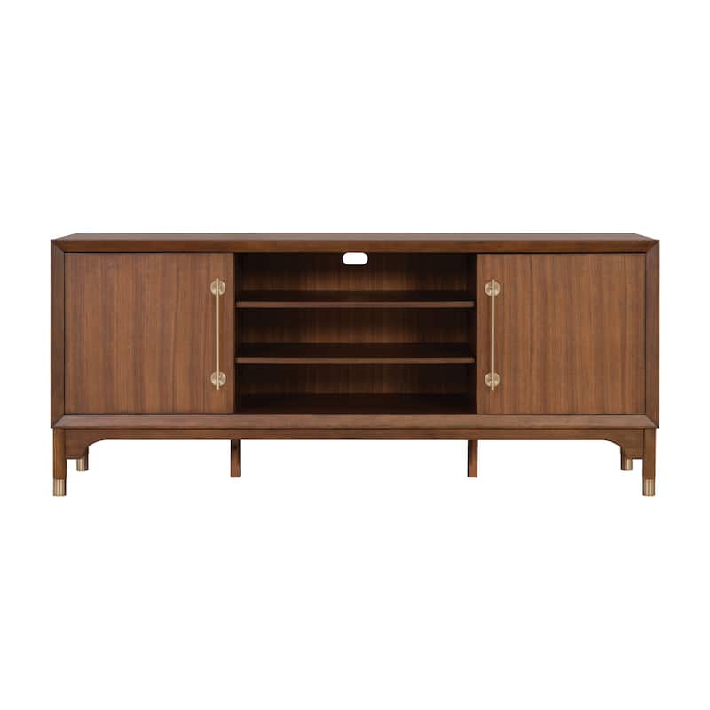 Furniture of America Forma Mid-Century Modern Walnut 70-inch TV Stand with 9 Shelves