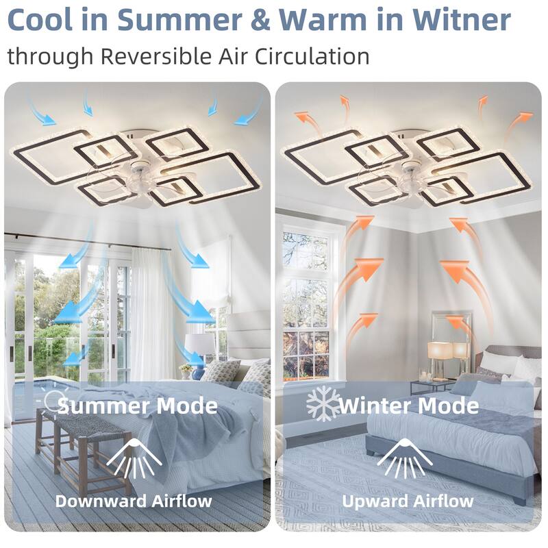 33" Ceiling Fan with Lights Remote Control and APP Control