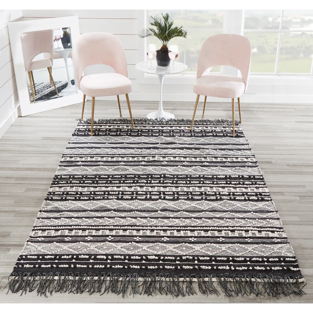Momeni Otto Handwoven Geometric Black Indoor/Outdoor Rug