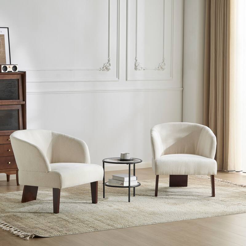 Christopher Knight Home - Arlo Modern Accent Chair with Round Back & Wooden Legs - Set of 2 - Beige