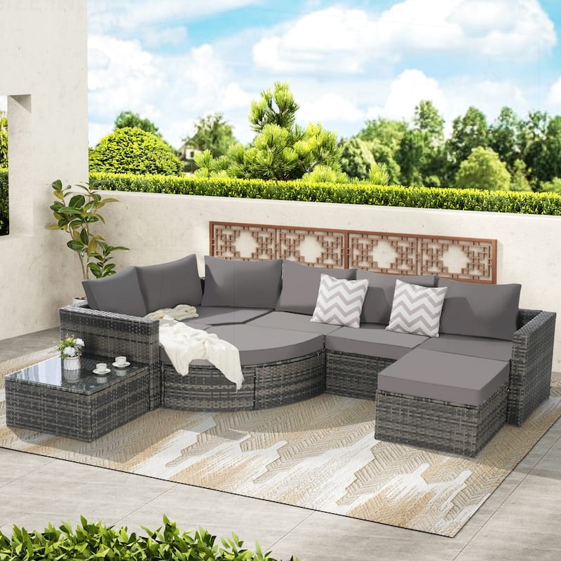 Outdoor Patio Sofa Set for Poolside Relaxation and Entertainment - Dark Gray