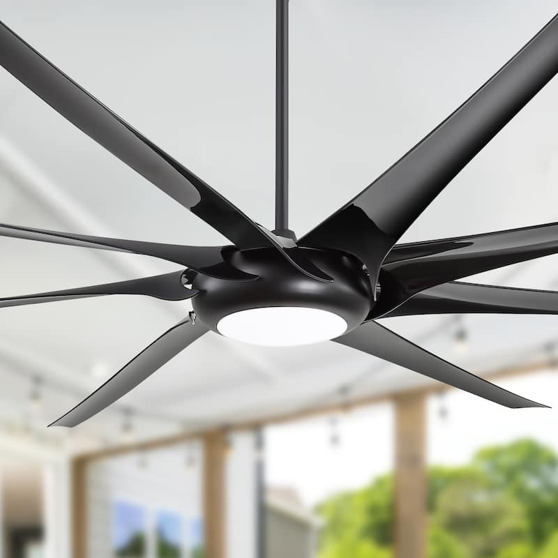 Large 100" Black Integrated LED Ceiling Fan with Light and Remote(8-Blade) - Remote