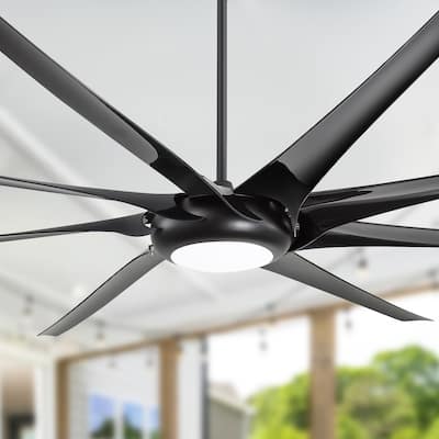 Large 100" Black Integrated LED Ceiling Fan with Light and Remote(8-Blade)