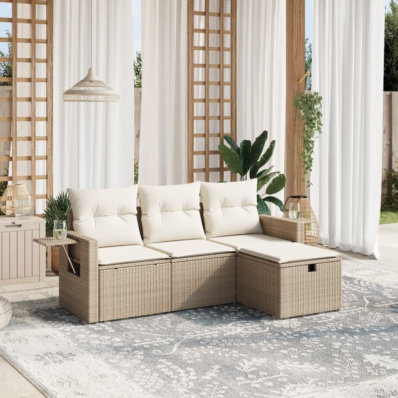 vidaXL Garden Sofa Set - Beige and cream Medium