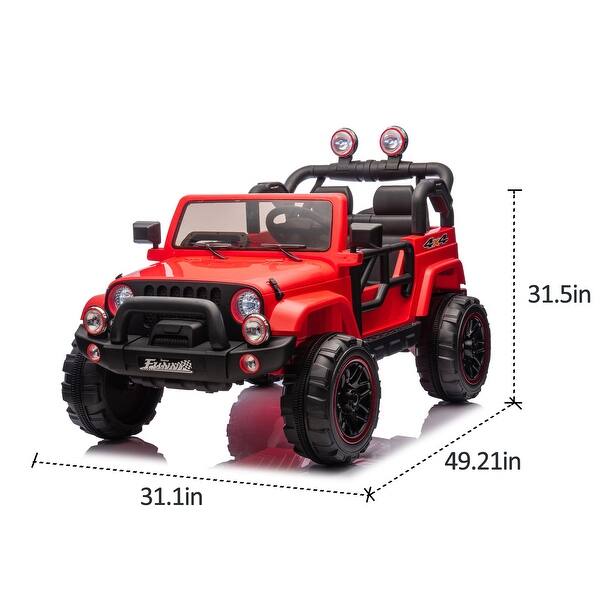 dimension image slide 3 of 4, 24V Electric Kids Ride-On Vehicle, Parent-Controlled Car with Adjustable Speeds, Pull Rod, Storage & LED Lights