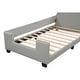 preview thumbnail 7 of 7, Twin Size LIGHT GREY Leather Upholstered Daybed w/ Ears Shaped Headboard Platform Bed Frame for Living Room Bed Room