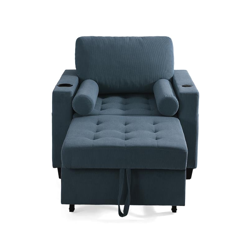 39" Adjustable Recline Convertible Sleeper Accent Chair with USB Port