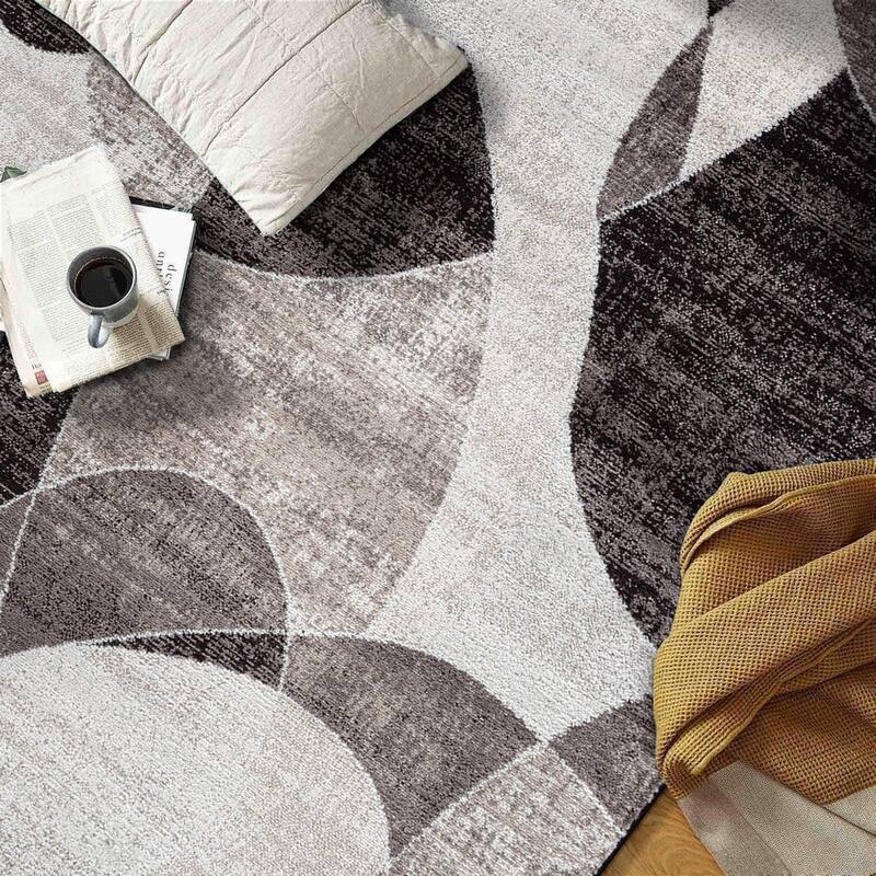 Contemporary Distressed Circle Area Rug