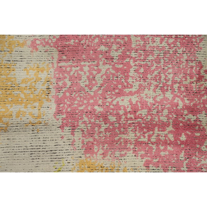Hand Knotted Oriental Viscose Silk Carpet Modern Abstract Multi-Colored Abstract Area Rug - 5' 0'' X 3' 0''
