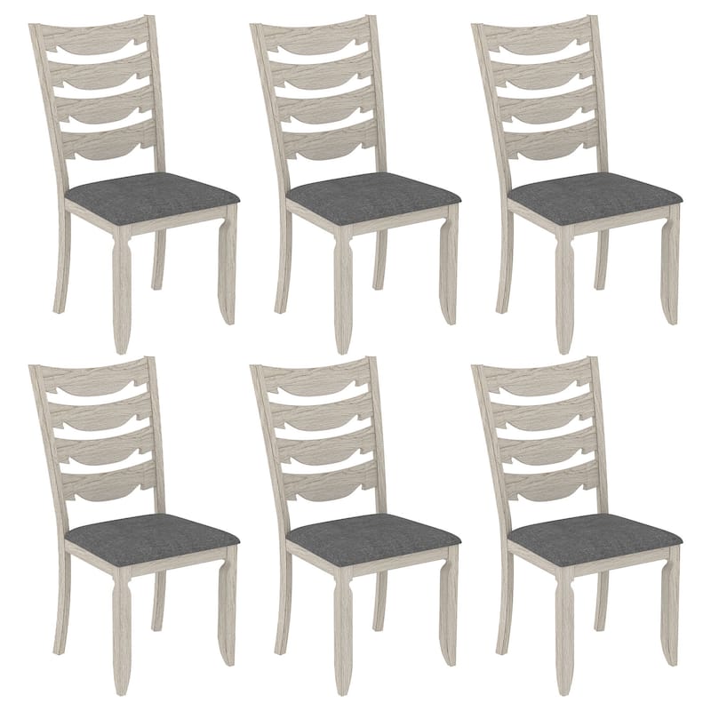 100% Solid Oak Wood Dining Chairs by VECELO, Dining Chairs Set of 2/4/6, Kitchen Dining Chairs with Sturdy Solid Wood Frame - Set of 6