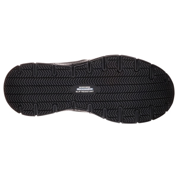 skechers men's black flex advantage slip resistant mcallen slip on