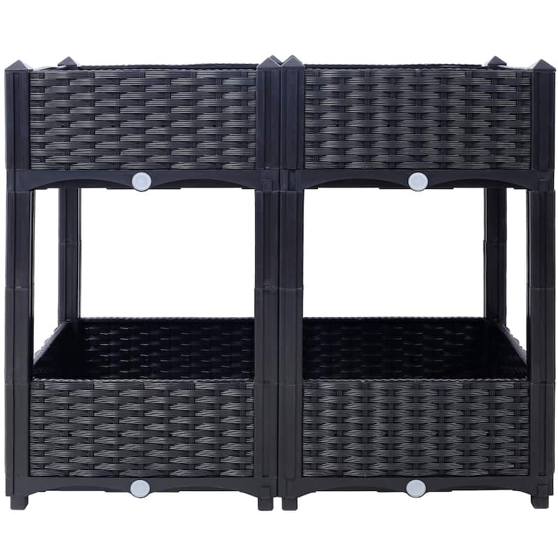 Modern Minimalist Garden Bed with Drainage Plug Raised Bottom Drainage Holes, for Vegetable Flower Herb Outdoor - 8' x 10'