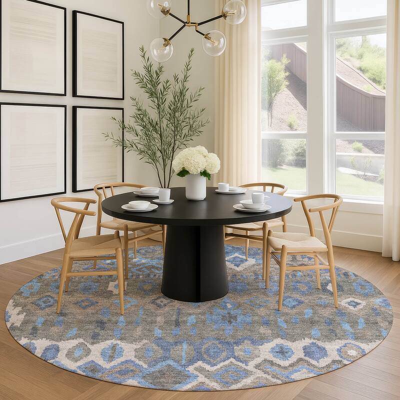 Machine Washable Indoor/ Outdoor Boho Moroccan Chantille Rug