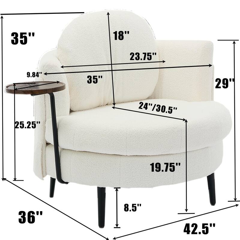 42.5" Single Sofa Chair with Cresent-Shaped Movable Footstool