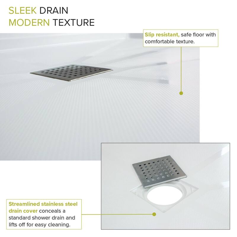 Transolid FL6032C-31 Linear 60-in L x 32-in W Single Threshold Shower Base with a Center Drain - 60-in L x 32-in W