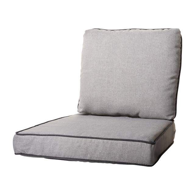 Haven Way Universal Outdoor Deep Seat Lounge Chair Cushion Set - 23x26 - Medium Gray with Charcoal Piping