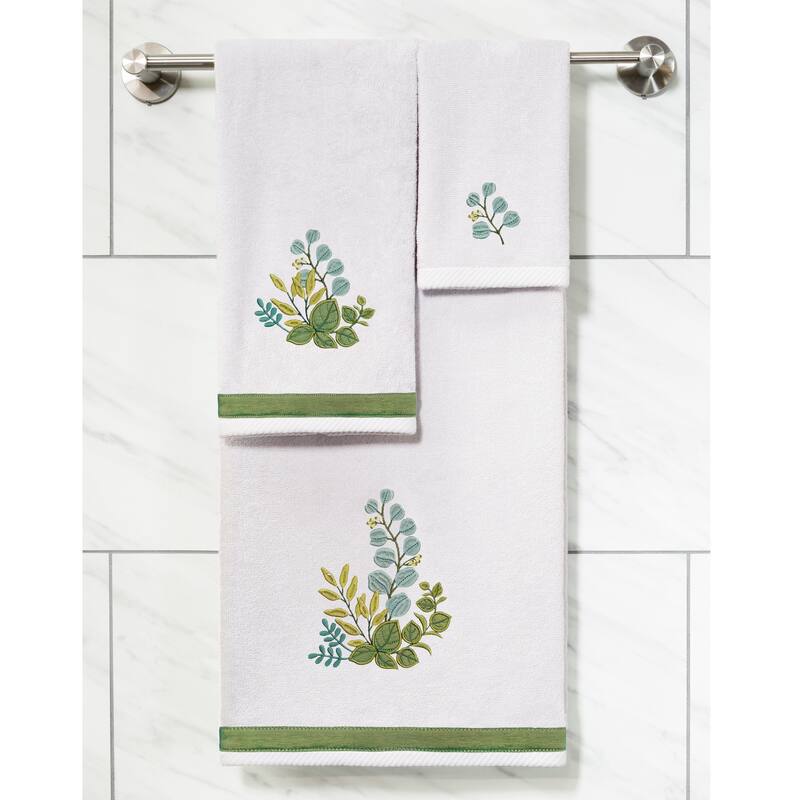 Authentic Hotel and Spa 100% Turkish Cotton Botanica 3PC Embellished Towel Set