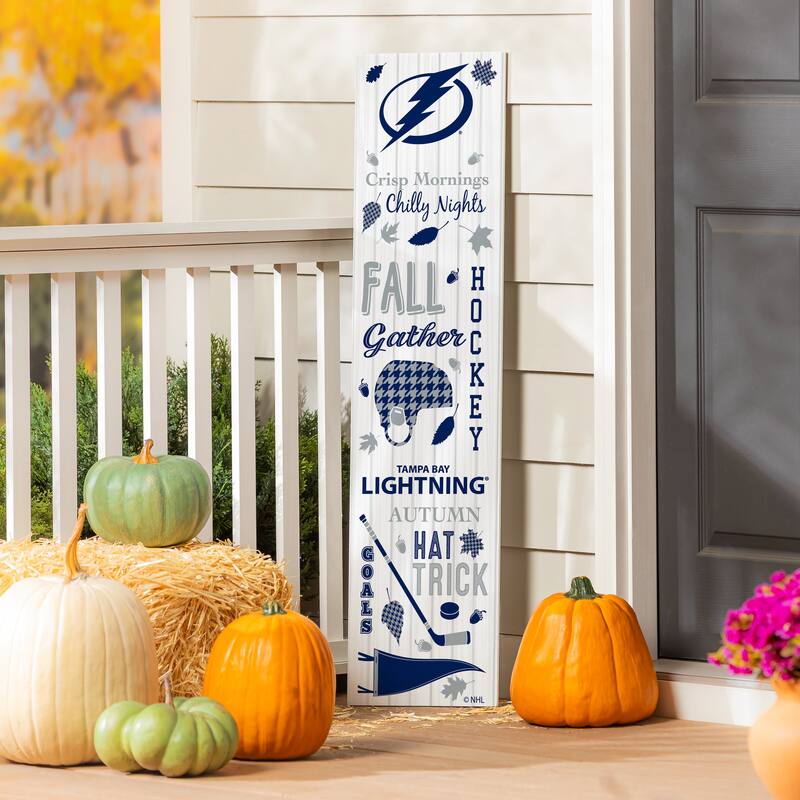 47" Double Sided Seasonal Porch Leaner, Tampa Bay Lightning - 47" x 11.25" - Fall