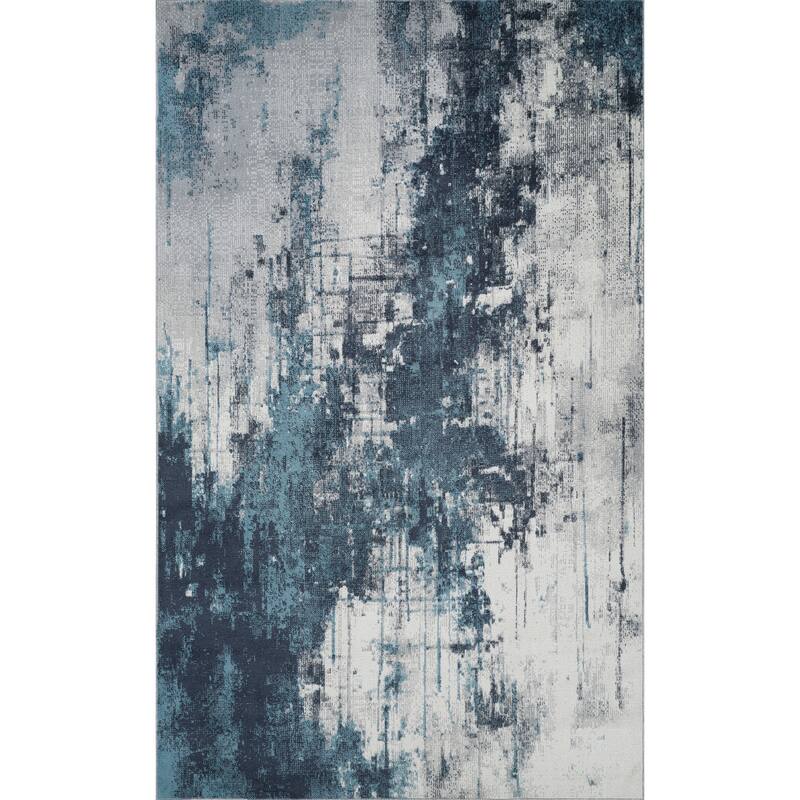 Machine Washable Liam Rug - 5'0" x 8'0" - Blue/Grey