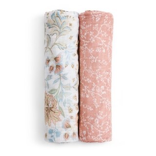 aden + anais essentials silky soft cotton muslin swaddle blanket 2 pack victorian flowers