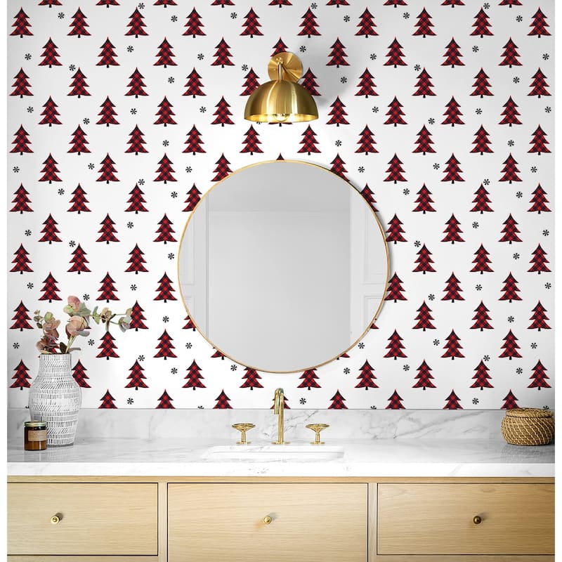NextWall Plaid Pines Peel and Stick Wallpaper