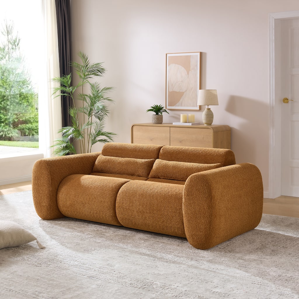 Christopher Knight Home - Cloud Modern Upholstered Bouclé Curved 3-Seater Sofa with Round Arms