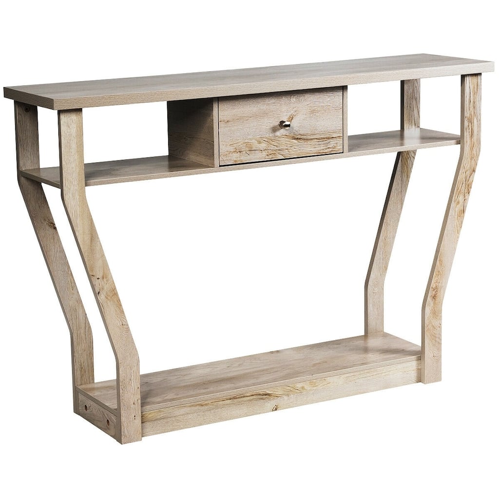 47'' Modern Console Table with Drawer and Curved Leg Design Extra Storage for Entryway or Office