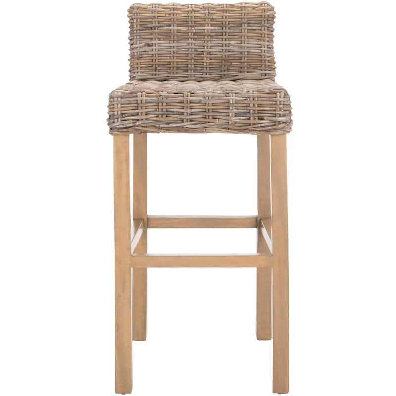 SAFAVIEH Tana -30 Inch Thomas Indoor Wicker Brown Bar Stool - 17.7" x 17.7" x 37.4" - 18Wx18Dx37H - Antique Grey