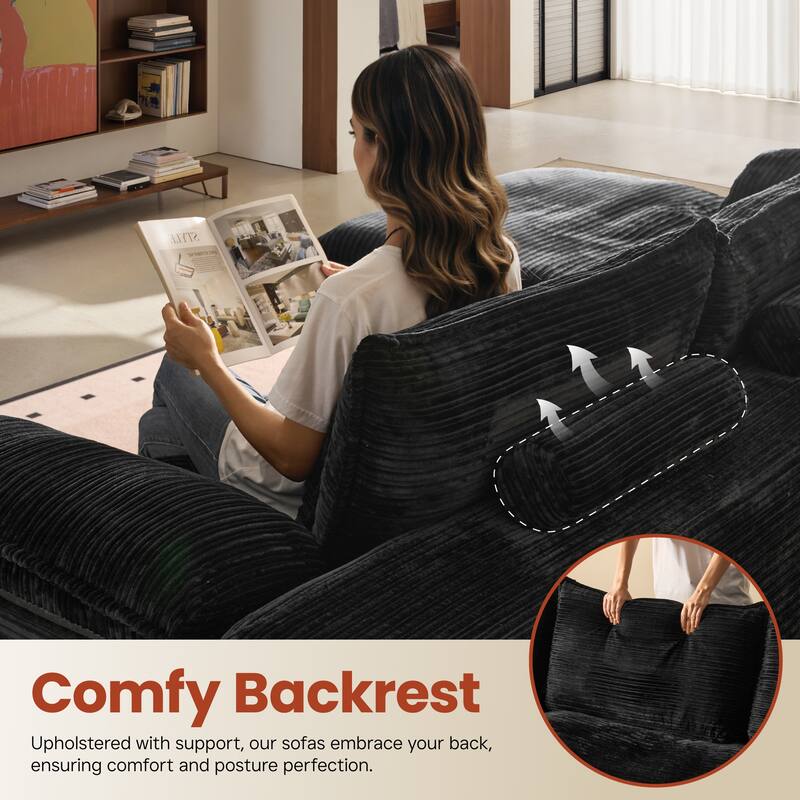 OVIOS L-Shaped Sofa with Dual-Tone Stripe Fabric​