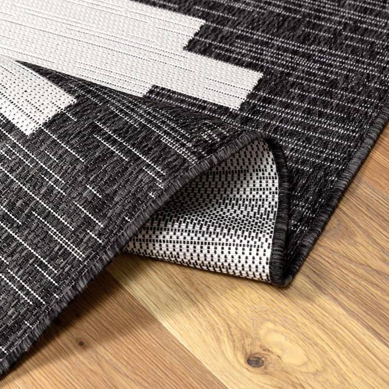 Hauteloom Caluya Living Room, Bedroom Patio Outdoor Area Rug - Blue, Gray, Navy - 2' x 2'11"