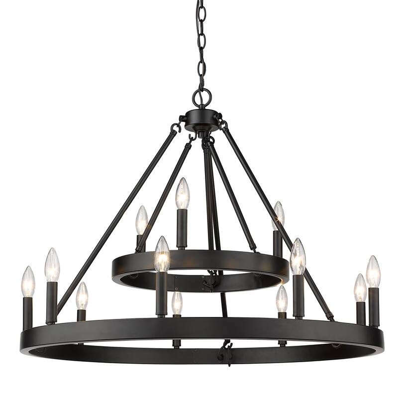 Alastair 2 Tier - 12 Light Chandelier - 35x24.5" - 35x24.5" - Black