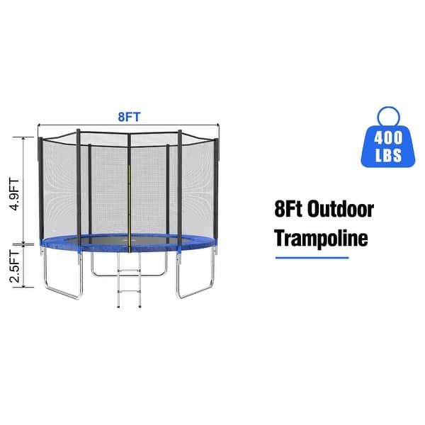8FT Outdoor Trampoline with Safety Enclosure Net