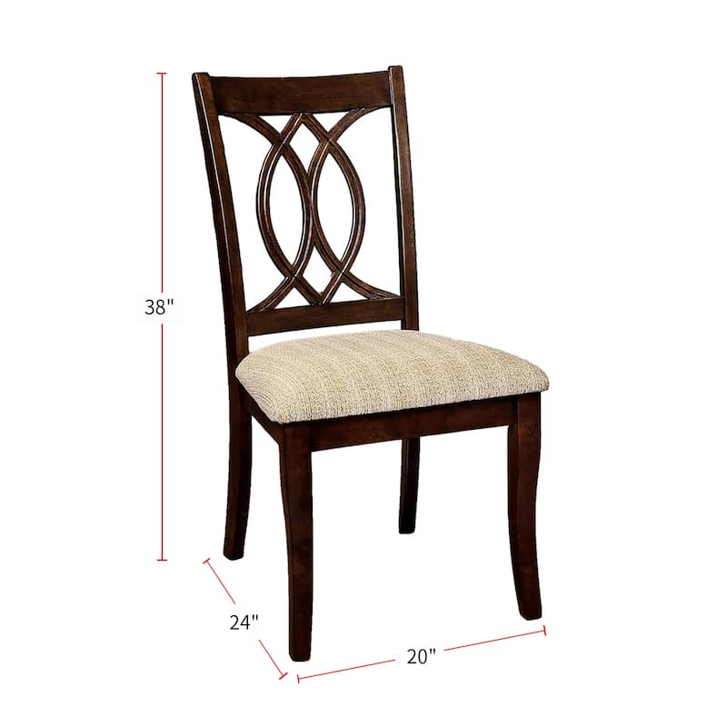 Fabric and Wooden Side Chairs in Brown Cherry and Beige