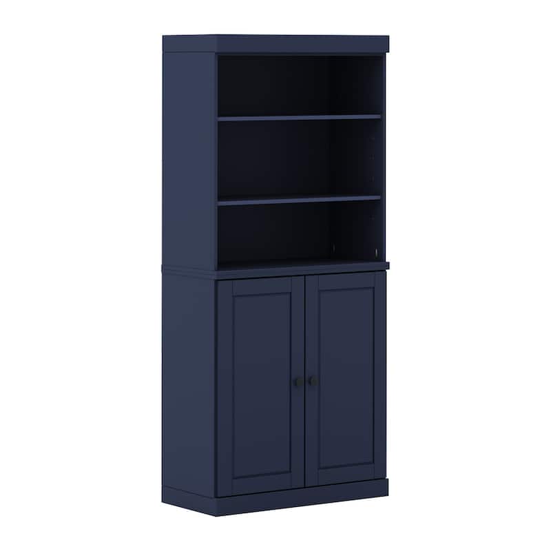 Palace Imports Solid Wood 6-Shelf Bookcase, Raised Panel Doors, Adjustable Shelves