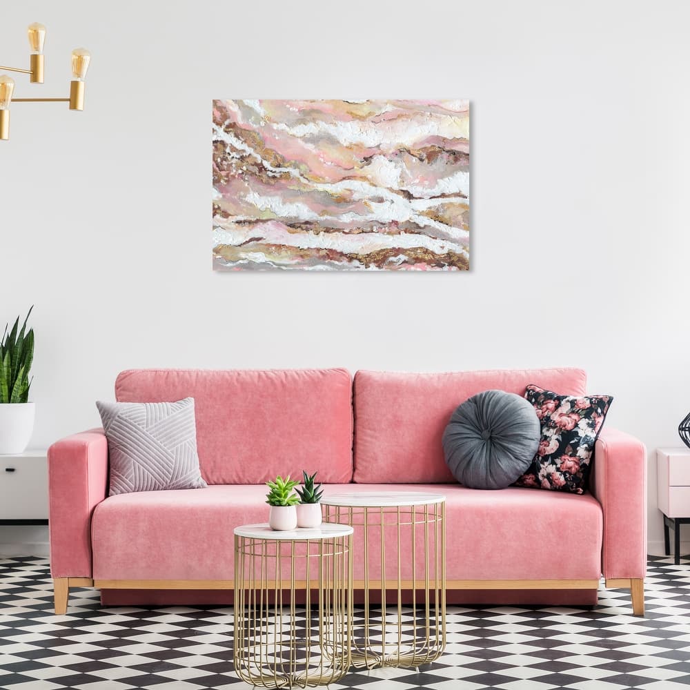 Wynwood Studio Canvas Abstract Rose Gold Texture Pink and Light Pink Glam Wall Art Canvas Print