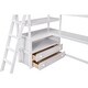 preview thumbnail 15 of 13, Twin Size Loft Bed with Desk, Shelves, and Two Built-in Drawers in White, Modern Design for Kids' Rooms