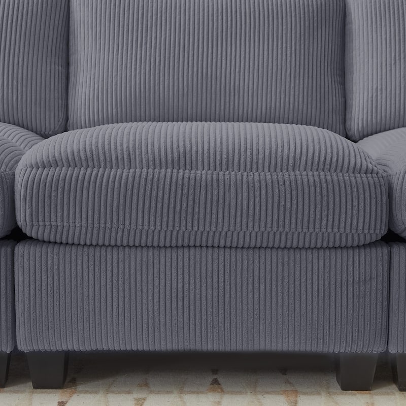 Modern Couduroy Modular Sectional Sofa Couch with Ottoman for Living Room