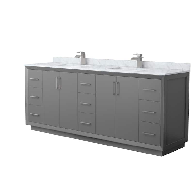 Wyndham Collection WCF414184D-NAT-UNSMXX Strada 84" Free Standing - Dark Gray / Brushed Nickel Hardware