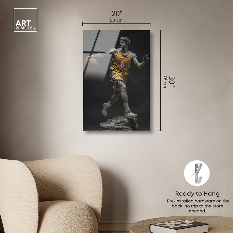 Basketball Yellow Uniform Acrylic by Art Remedy, Ready to Hang