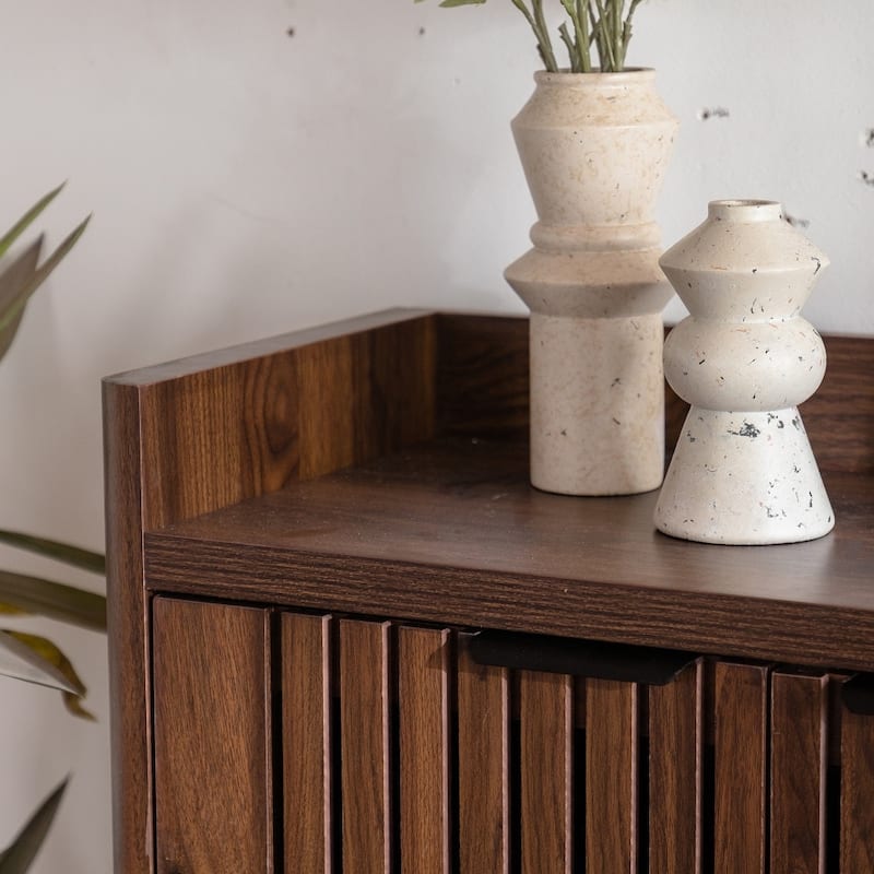 5-Tier Shoe Cabinet with Breathable Louver Doors and Adjustable Shelves