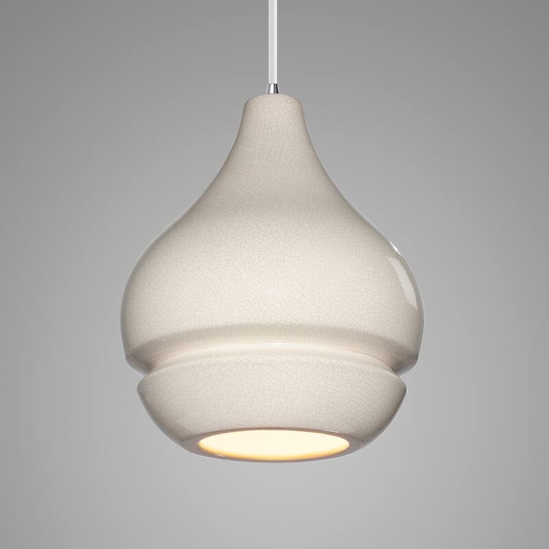 Carson Carrington Sallberg 1-light White Crackle Pendant - Polished Chrome, White Crackle, White