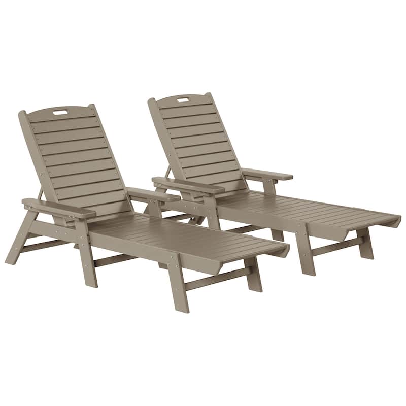 Laguna Hdpe All Weather Outdoor Patio Pool Reclining Chaise Lounge (Set Of 2) - Weathered Wood