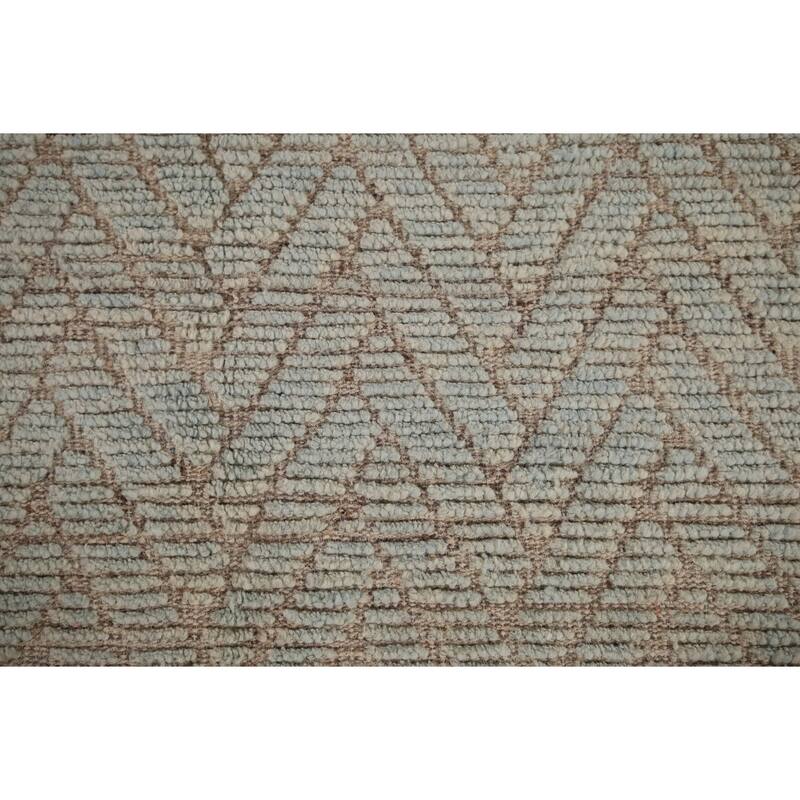 All-Over Chevron Moroccan Modern Area Rug Hand-Knotted Wool Carpet - 8'8"x 13'1"