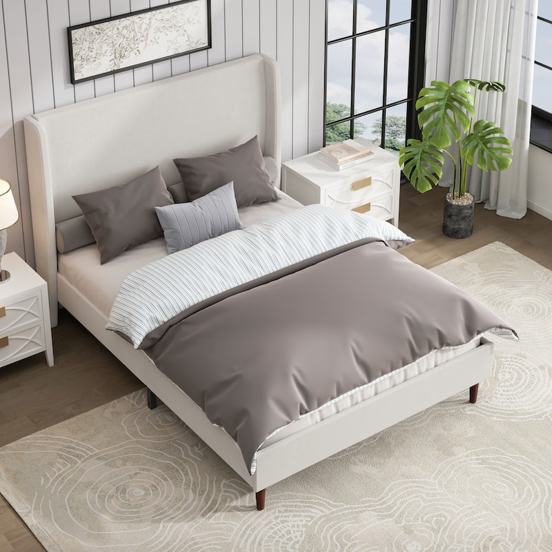 GDFStudio - Oliver High Back Soft Bed with 12-Slat Support and Plush Upholstery
