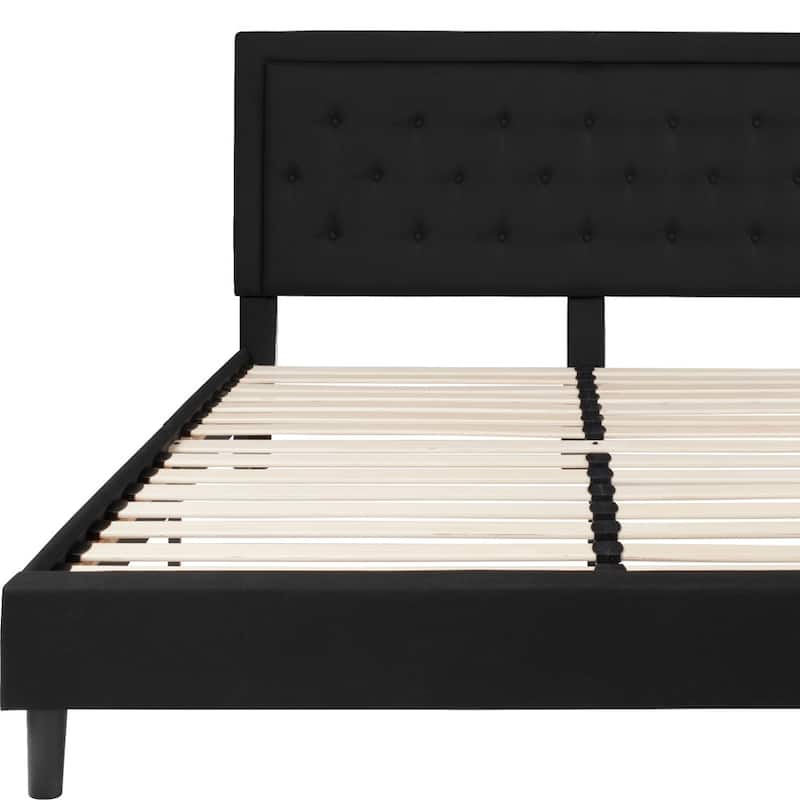 Panel Tufted Upholstered Platform Bed