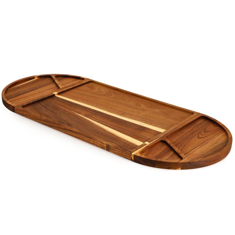 MegaChef 3 Piece Acacia Wood Cutting Board with Maganitized Serving Board Platter