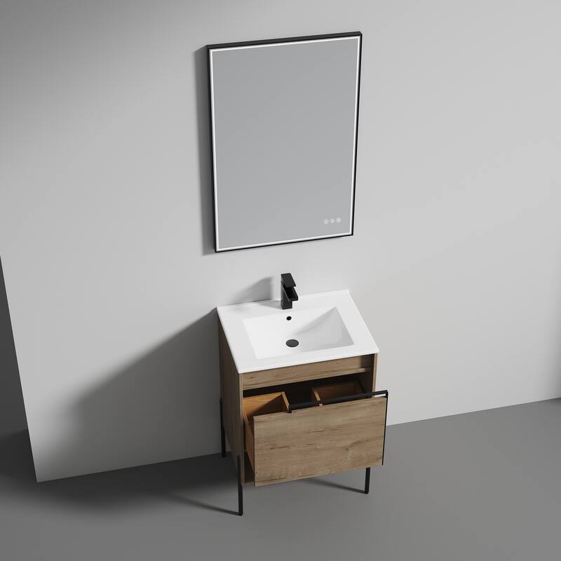 Blossom Turin 24 Inch Freestanding Bathroom Vanity with Ceramic Sink