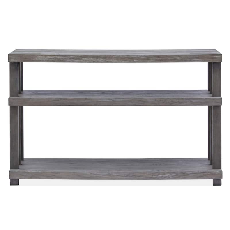 Magnussen Home Eldridge Weathered Gravel and Satin Bronze Rectangular Sofa Table - 48''W x 16''D x 29.88''H