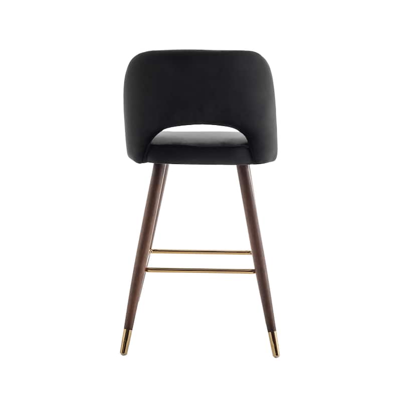 Porthos Home Quint Velvet Upholstered Bar Stools with Rubberwood Legs, Set of 2